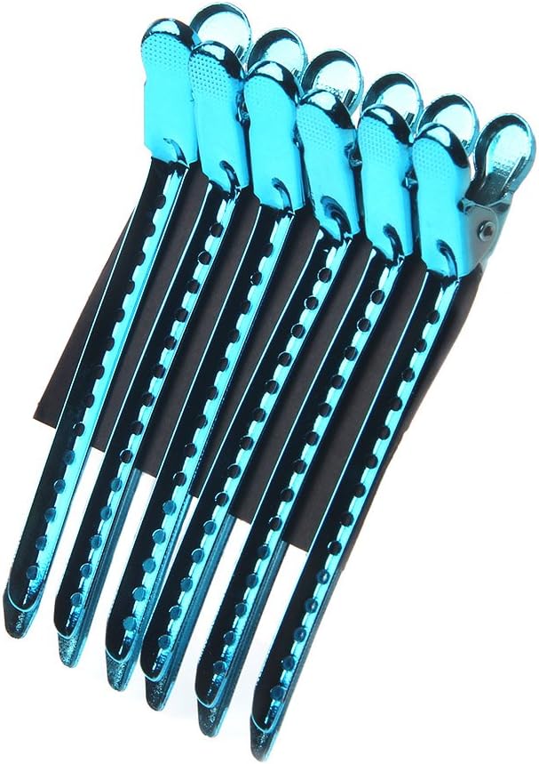 Fafalloagrron 12Pcs/Set Metal Duck Mouth Hair Clips Hairdressing Salon Clamps Styling Tools (Blue)