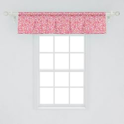 Ambesonne Pink and White Window Valance Pack of