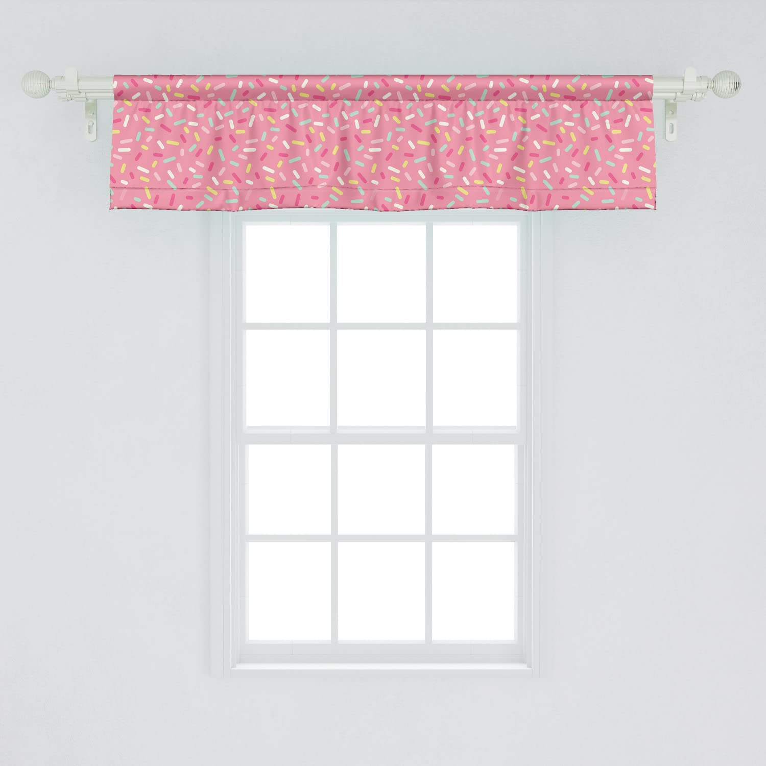 Ambesonne Pink and White Window Valance Pack of