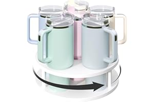 Ekarley Water Bottle Organizer for Stanley 20/30/40oz, Rotating Stanley Tumbler Cup Organizer Holder for Kitchen Cabinets, Tumbler Lazy Susan, Coffee Syrup Organizer, White