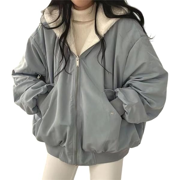 Sumleno Sherpa Jacket for Women Teen Girls Reversible Y2k Zip Up