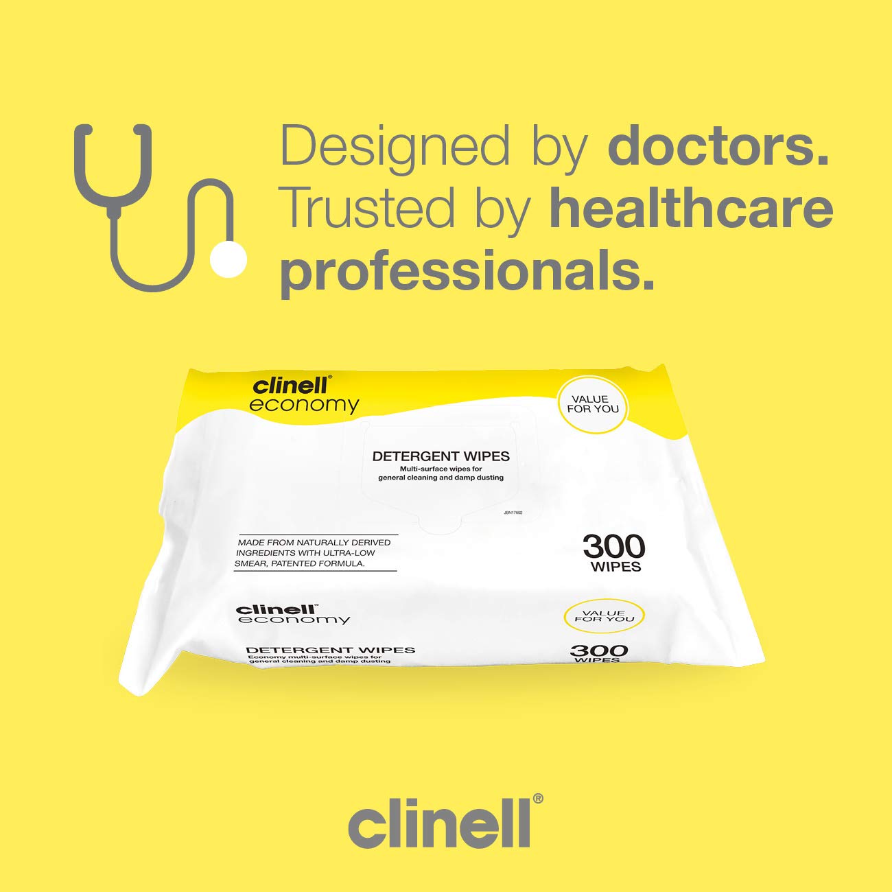 Clinell Detergent Wipes - Alcohol and Disinfectant Free - Multi-Surface for General Cleaning - Strong & Durable - Pack of 300 - Image 5