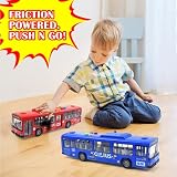 Cemirk Blue Toy Bus with Lights and Sounds – Friction Powered, Realistic Doors view 5