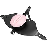 Silicone Fake Pussy Mouth Sex Gag with Adjustable Leather Strap BDSM Toys | Soft silicone pussy design sex mouth gag with adjustable strap fits comfortably. Great for couples and kinky BDSM sex play.