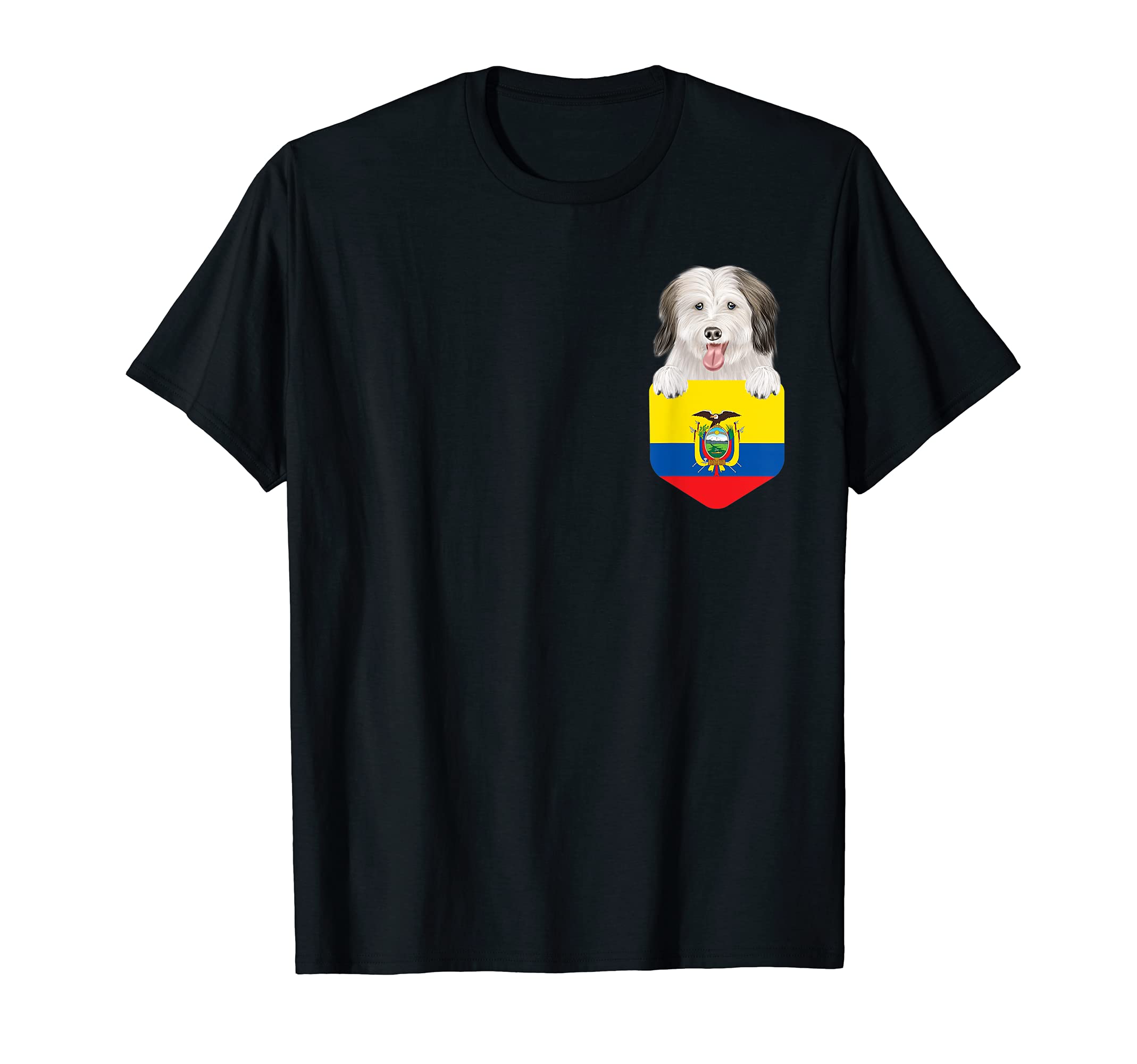 Ecuador Flag Coton de Tulear Dog In Pocket T-Shirt