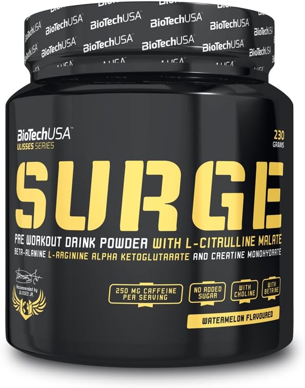 Ulisses Series - Surge (230g) Pre Workout with L-Citrulline Malate, Creatine Monohydrate, Beta-Alanine and L-Arginine (Watermelon)