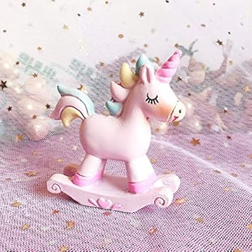 Unicorn Cake Topper Pink Resin Baby Shower Girl Birthday Party