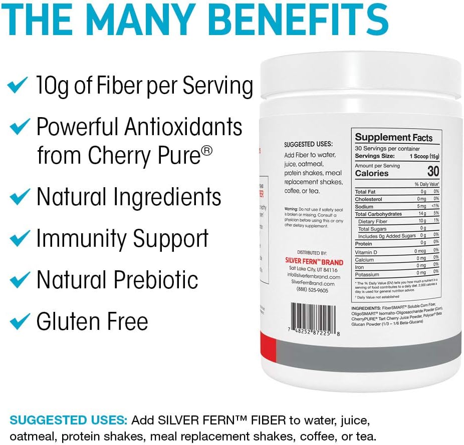Tino High Fiber Supplement Powder - Non-GMO, Pre-Biotic, Water Soluble, Digestive Friendly, Powdered Mix - Add to Water, Juice, Shakes, Cereal & More (2 Canisters - 15.9 Oz. ea.): Health & Personal Care