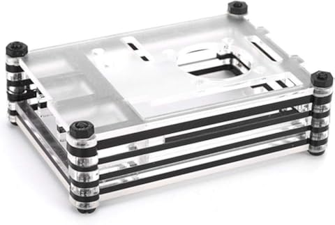 Dgtrhted Múltiples Capas de acrílico Exterior Carcasa de la cámara Soporte de Montaje Compatible Ventilador de refrigeración for Raspberry Pi 4B Placa Madre