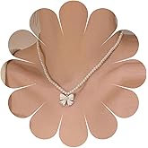 Erimberate Bohemian Crystal Bow Choker Necklace Pearl Bow Pendant Necklace White Enamel Bow Collar Necklace Rhinestone Pearl Bow Necklace Jewelry for Women Gifts