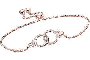 HOLLP Handcuff Bracelet Best Friend Jewelry Couple Gift Double Circle Bracelet Handcuff Adjustable Chain Bracelet Gift for Sister Friend