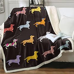Sleepwish Colorful Dachshund Fleece Throw Blanket