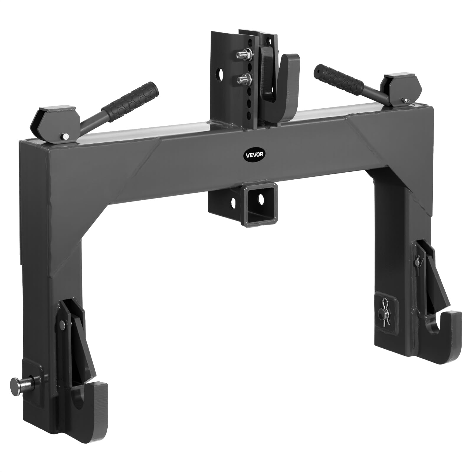 Photo 1 of **MISSING TWO HARDWARE CONNECTOR PIECES. SCRAPES****VEVOR 3-Point Quick Hitch with 2 in Receiver, 3000 Lbs Lift Capacity, 3-Pt Hitch with 5 Level Adjustable Bolt, Adaptation to Category 1 & 2 Tractor, Heavy Duty 3 Point Attachments, Black