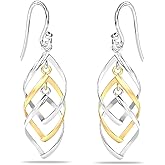 Charmsy 925 Sterling Silver Infinity Knot Twist French Wire Drop Dangle Earrings for Women