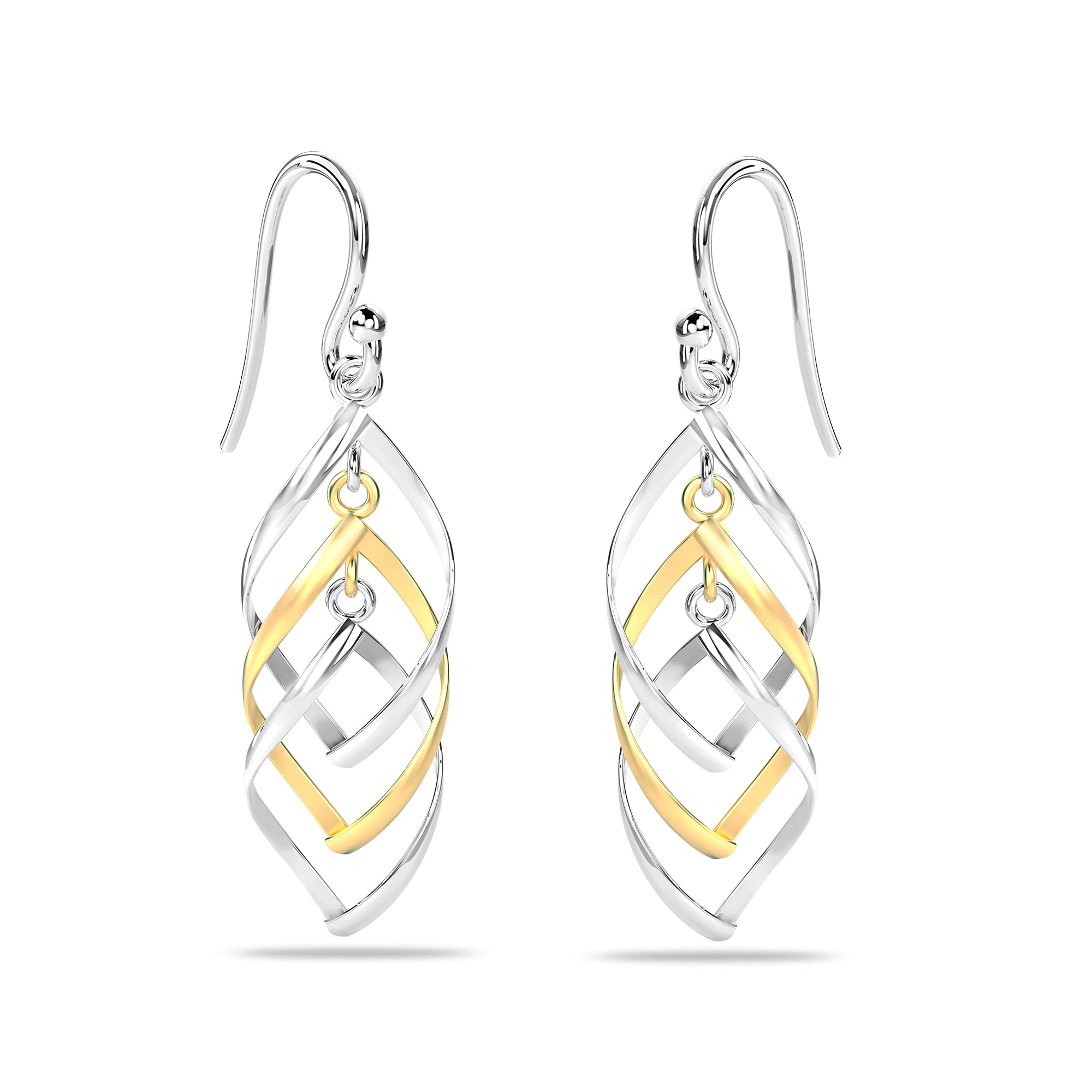 Charmsy 925 Sterling Silver Elegant Sterling Silver Jewellery Two-Tone Infinity Knot Twist French-Wire Drop Dangle Earrings for Women | Lightweight Silver Earrings Jewellery Gift for Women