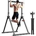 SERTT Foldable Power Tower Dip Station Pull Up Bar, Multifunction Home Gym Strength Training Equipment, Fitness Triangular Design Pullup Dip Station Rack, Support 440LBS