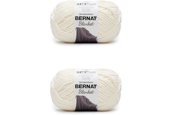 Bernat Blanket Vintage White Yarn - 2 Pack of 300g/10.5oz - Polyester - 6 Super Bulky - 220 Yards - Knitting/Crochet
