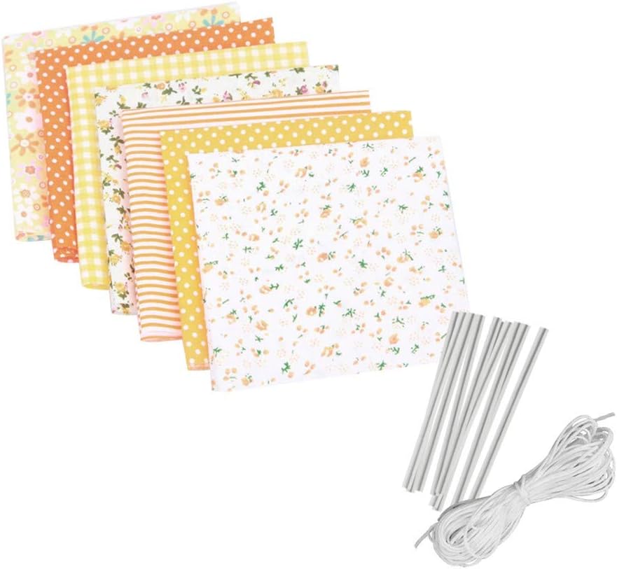 Salalook Face Cover Material DIY Self-Made Face Cover Material Set DIY Fabric Face Cover,Polyester Flat Elastic Band, Aluminum Flat Wire, 7 Artistic Fabric Designs (Yellow)