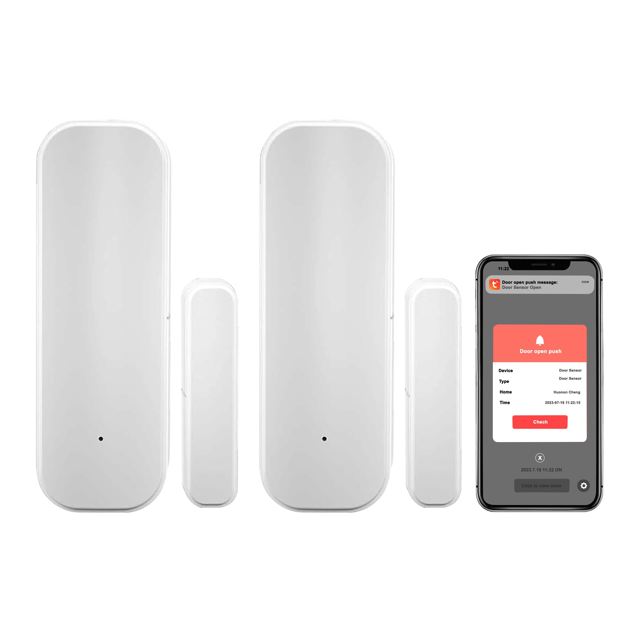 WiFi Door Sensor, Tuya Smart Door Window Sensor,Wireless Window Sensor Real-time Alarm Compatible with Alexa Google Assistant,Home Security Door Open Contact Sensor for Business Burglar Alert (2 Pack)