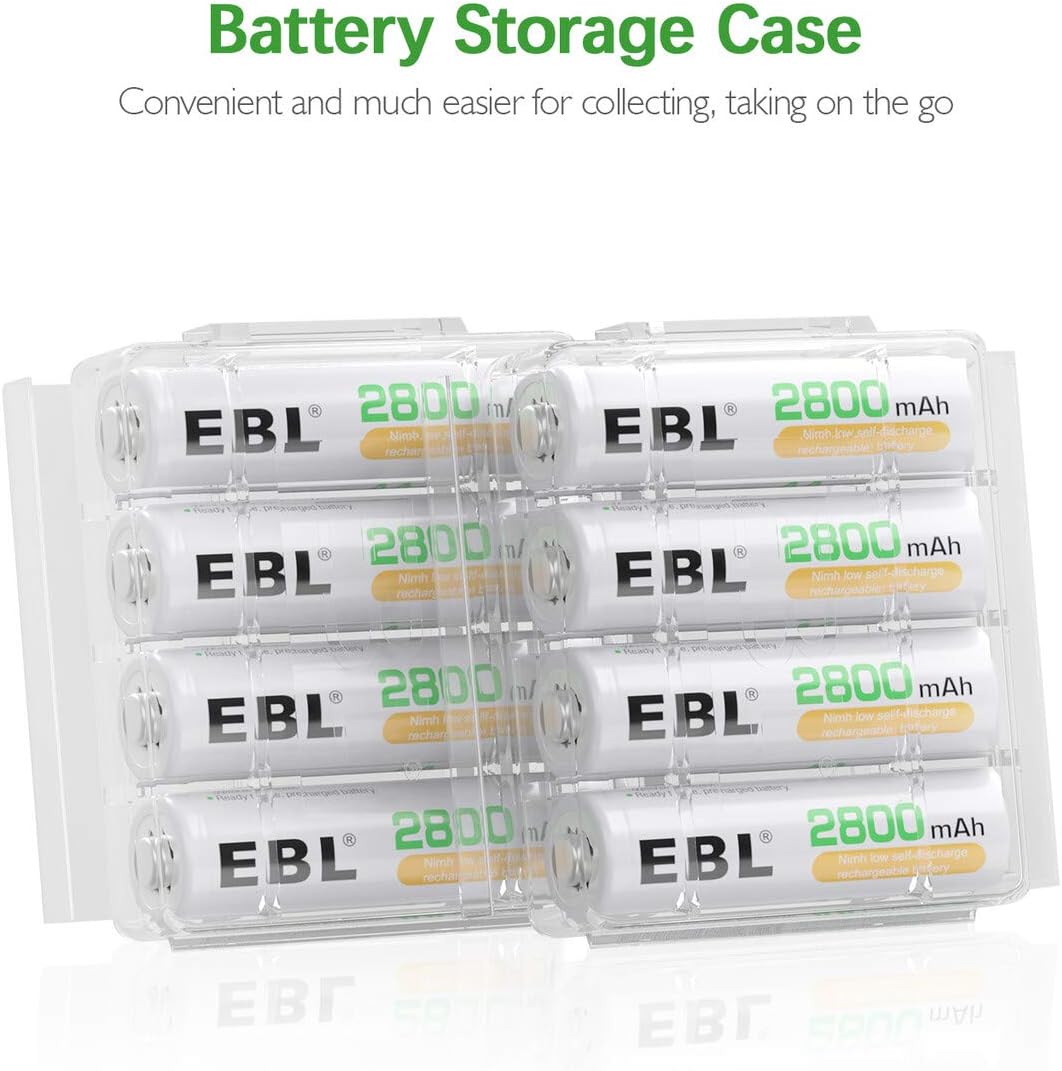 EBL Rechargeable AA Batteries 2800mAh 8 Pack and 8-Bay AA AAA Individual Rechargeable Battery Charger with 5V 2A USB Fast Charging Function: Home Audio & Theater