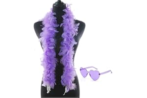 YBHOMINE Feather Boa with Heart Rimless Sunglasses,4 ft Feather Boa for Bachelor Party Halloween Christmas Costume Accessory