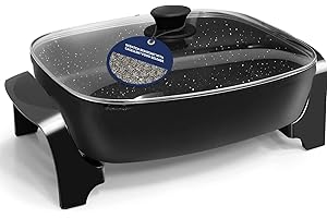 NOZAYA Extra Deep Nonstick Electric Skillet - Serves 6 to 8 People (10.5Qt.)