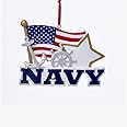 Kurt Adler 4.5" Navy Ornament With American Flag and Star