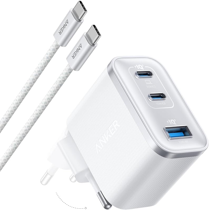 Nano Chargeur USB C 70W 3 Ports (Câble Inclus), Sortie Ultrafast