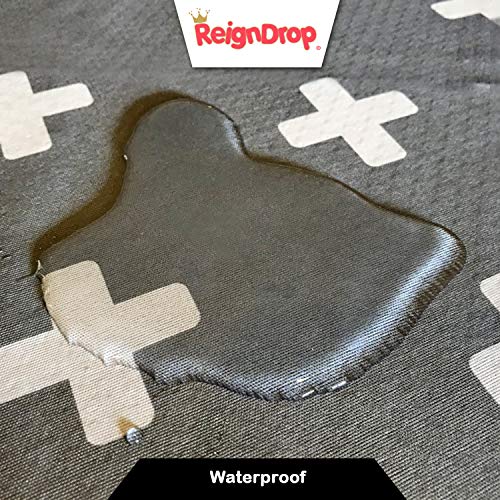 54" Large REIGNDROP Splat Mat for High Chair, Play Mat, Picnic, Art Crafts for Baby, Kids, Non Slip, Waterproof, Washable, Portable, Durable, Reusable Splash, Spill Mat Pet Litter (Round Plus Signs) - Thumbnail 5