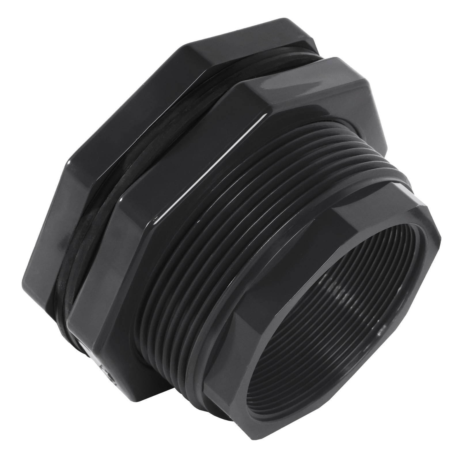 Photo 1 of 3 Inch PVC Bulkhead Fitting (NPT Threads) - Heavy-Duty Water Tank Connector Plumbing Bulkhead Pipe for Water Tank Pipe Connector, Rain Barrels, Water Tank, Aquariums, Pools