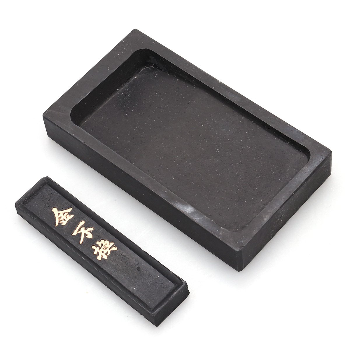 NUOLUX Natural Inkstone with Ink Stick 5-Inch Rectangular Traditional Calligraphy Stone for Beginners and Painting Practice