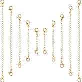 10PCS Gold Necklace Extender, Assorted Sizes Necklace Extenders for Women, Delicate Stainless Steel Jewelry Chain Extenders for Necklaces, Bracelet and Anklet
