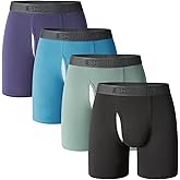 SHIQINUO Men's Boxer Briefs, 4 Pack - Tagless,Fly Opening,Machine Washable Cotton Athletic Underwear for Men,No Ride-Up