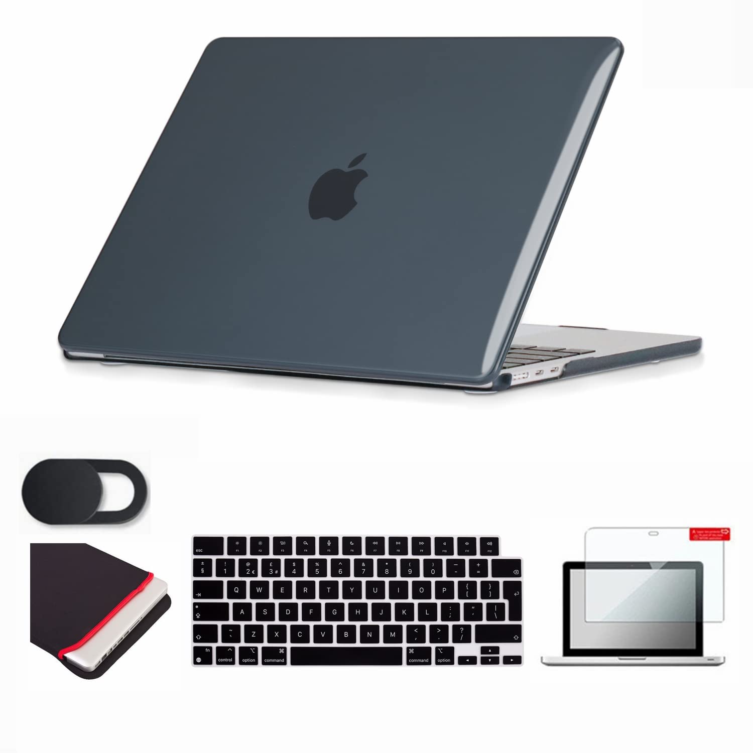 Se7enline Compatible with 2022-2025 MacBook Air 13 Case M2 M3 M4 Hard Laptop Cover for 13-inch A2681/A3113/A3240 M2 M3 M4& Keyboard Skin & Sleeve &Screen Protector &Webcam Cover,Crystal Black