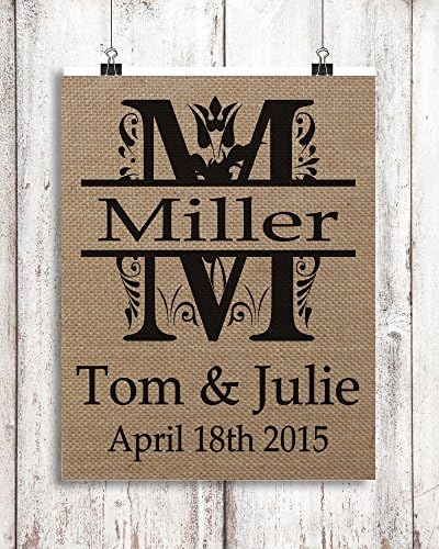Personalized Family Name Sign 8"x10" Burlap Print