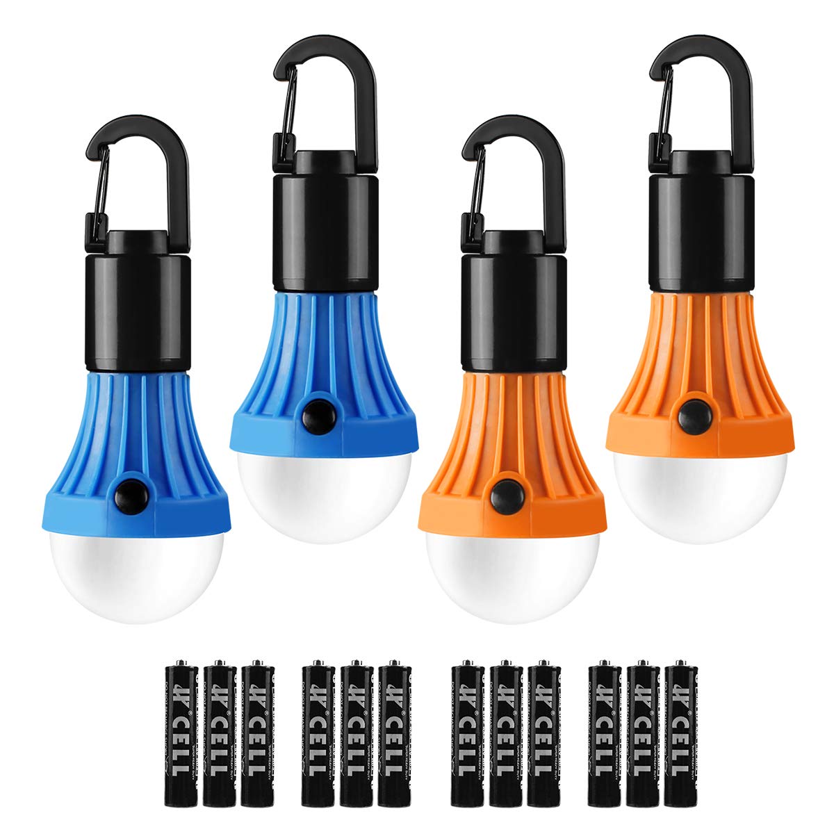 Lepro Camping Lights, Battery Powered Tent Lights, Warm White and Daylight Modes, Camping Accessories, Hanging Camping Lantern, Battery Lights for Power Cuts, Pack of 4 (AAA Battery Included)
