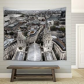 London City Skyline - Fabric Wall Tapestry Home Decor - 51x60 inches