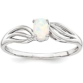 Diamond2Deal Sterling Silver Created Opal Ring | Size 5 Engagement 925 Rhodium-plated