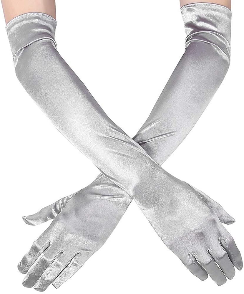 Ruiuzi Long Evening Gloves Satin Elbow Gloves Bridal Fancy Dress Gloves  Wedding Prom Opera Gloves 1920s Style for Women - BigaMart