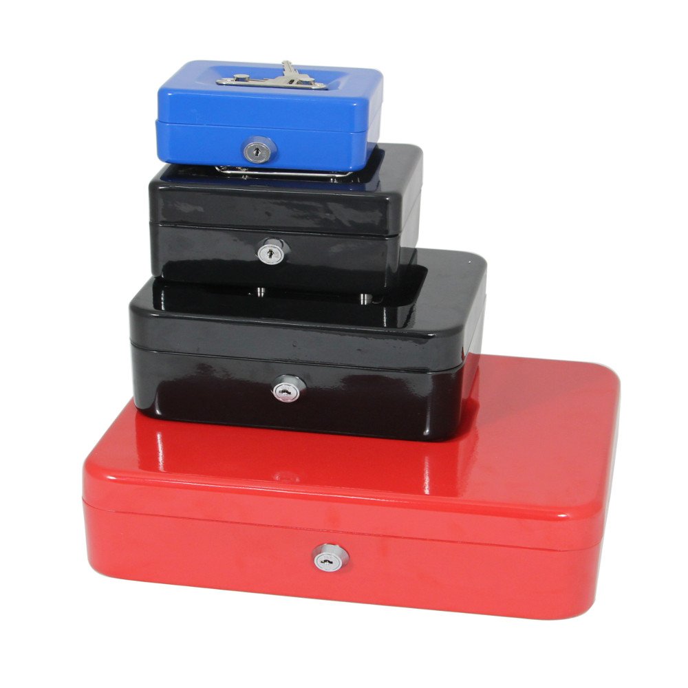 Secure Solid Steel Cash Money Safe Box with Coin Slot, Cylinder Lock, 2