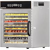 BenchFoods 10-Tray Commercial Food Dehydrator for Jerky, Spices & Snacks | Small & Compact Stainless Steel Dehydrator with Pr