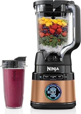 Detect Power Blender Pro & Single Serve 2-en-1, mixeur 1200W avec récipient 2L, 1 gobelets individuel, mixeur pour smoothies et boissons glacées, hachage de légumes, Noir & Cuivre, TB301EUCP