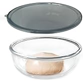 CD HOME Large Glass Mixing Bowl with Lid,6.3 Quart Thickened Bowl Edges Clear Glass Salad Cooking Bowls for Sourdough, Salad and Storage Prepping