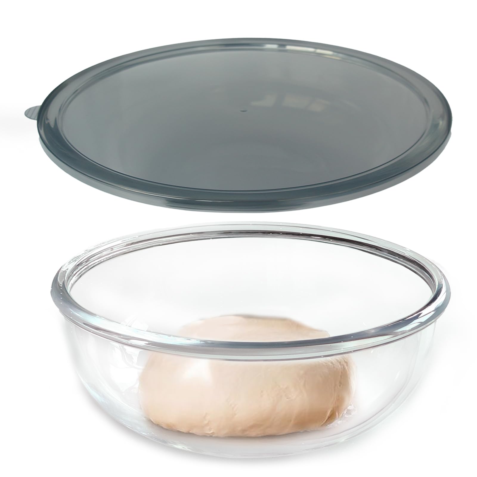 Photo 1 of CD HOME Large Glass Mixing Bowl with Lid,6.3 Quart Thickened Bowl Edges Clear Glass Salad Cooking Bowls for Sourdough, Salad and Storage Prepping