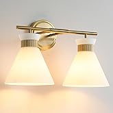 WOSHITU Gold Bathroom Light Fixtures: Modern Vanity Lighting Fixtures 2 Lights for Bathroom Mid Century Vanity Light Sconces 