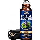 Calm Essential Oil Roll On with Soothing Lavender, Rosemary, Peppermint Oil | Aromatherapy Stress Relief Oil Roller for Anxiety, Relaxation, Migraine, Headache, Temples, Head, Skin &amp; Self Care Gift -10ml
