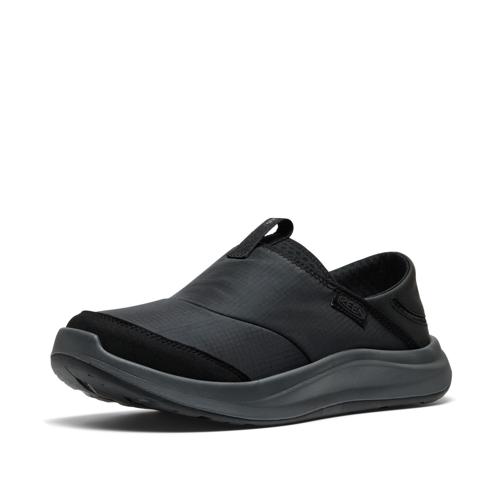 KEEN Men’s Whyser Lightweight Comfortable Recycled Material Crushback Slip On Shoes, Black, 7.5
