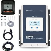 EPEVER 50A MPPT Solar Charge Controller 12V/24V/36V/48V Auto Max.PV 150V Input Negative Ground Solar Panel Charge Regulator with MT50 Remote Meter Temperature Sensor RTS &amp; PC Communication Cable RS485