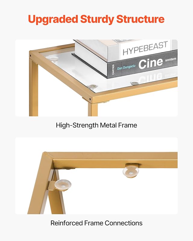 2-stufiger Konsolentisch moderner rechteckiger Flurtisch (107 x 35,4 x 75,5 cm) mit Platte aus gehärtetem Glas, Sofa-Beistelltisch mit Kippschutz für Wohnzimmer Flur Eingangsbereich Foyer