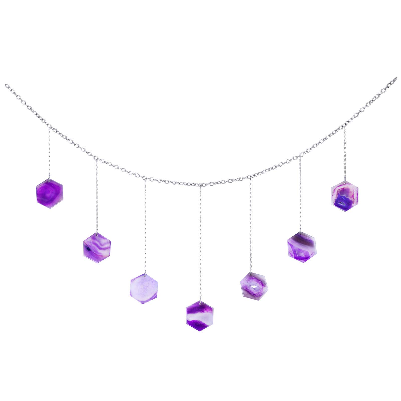 Mookaitedecor 1M Agate Crystal Art Healing Crystal Wall Hanging Ornament for Living Room, Bedroom, Party - Hexagon Purple Wall Art Decor - Good Luck Home Decor - New Home Gift